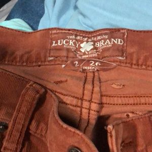 Orange hippie skinny pants lucky brand
